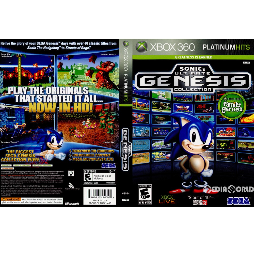 【中古即納】[Xbox360]Sonic's Ultimate Genesis Collection(ソニック アルティメット ジェネシスコレクション) Platinum Hits(68034)(北米版)(20101231)