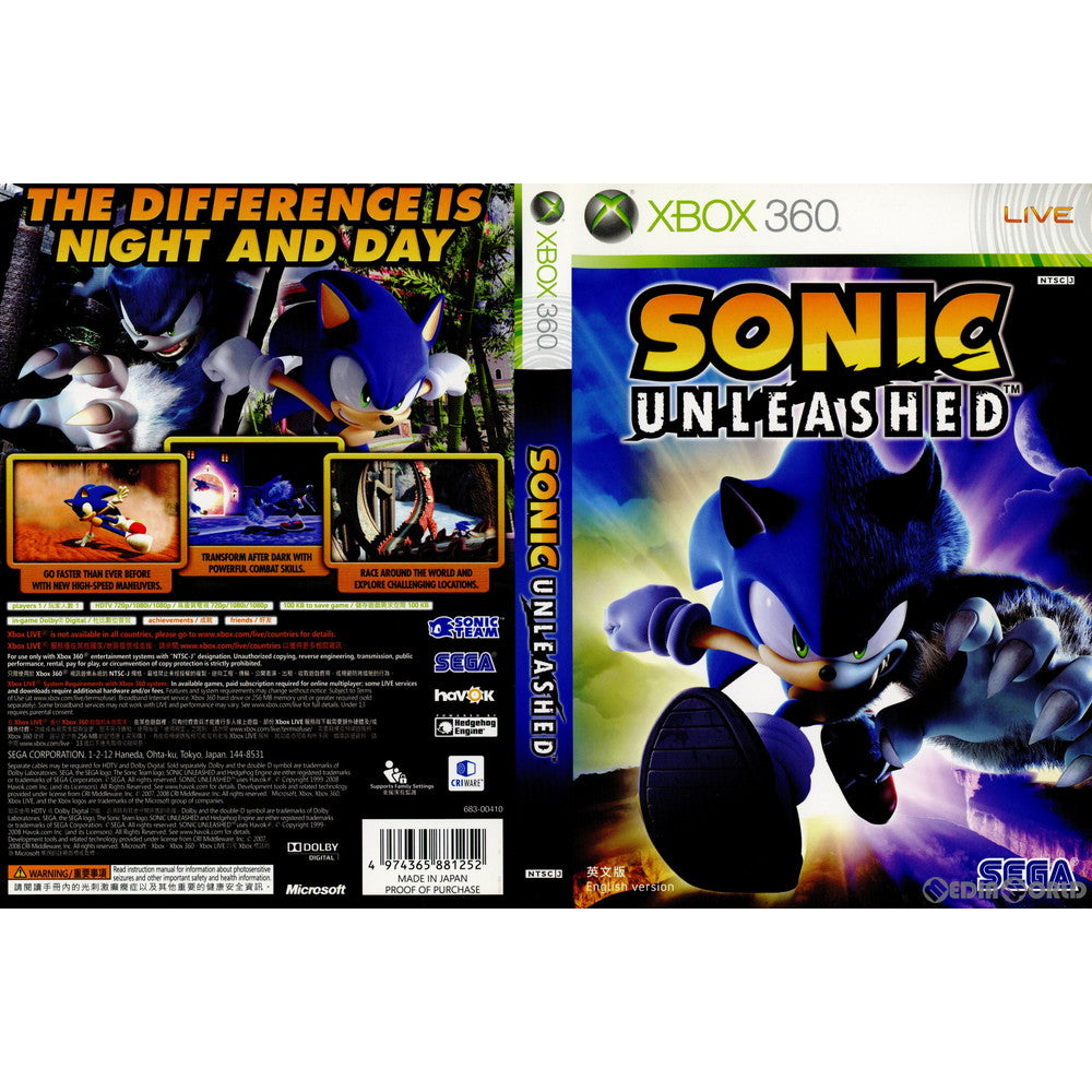 【中古即納】[Xbox360]SONIC UNLEASHED(ソニック アンリューシュド) アジア版(20081124)