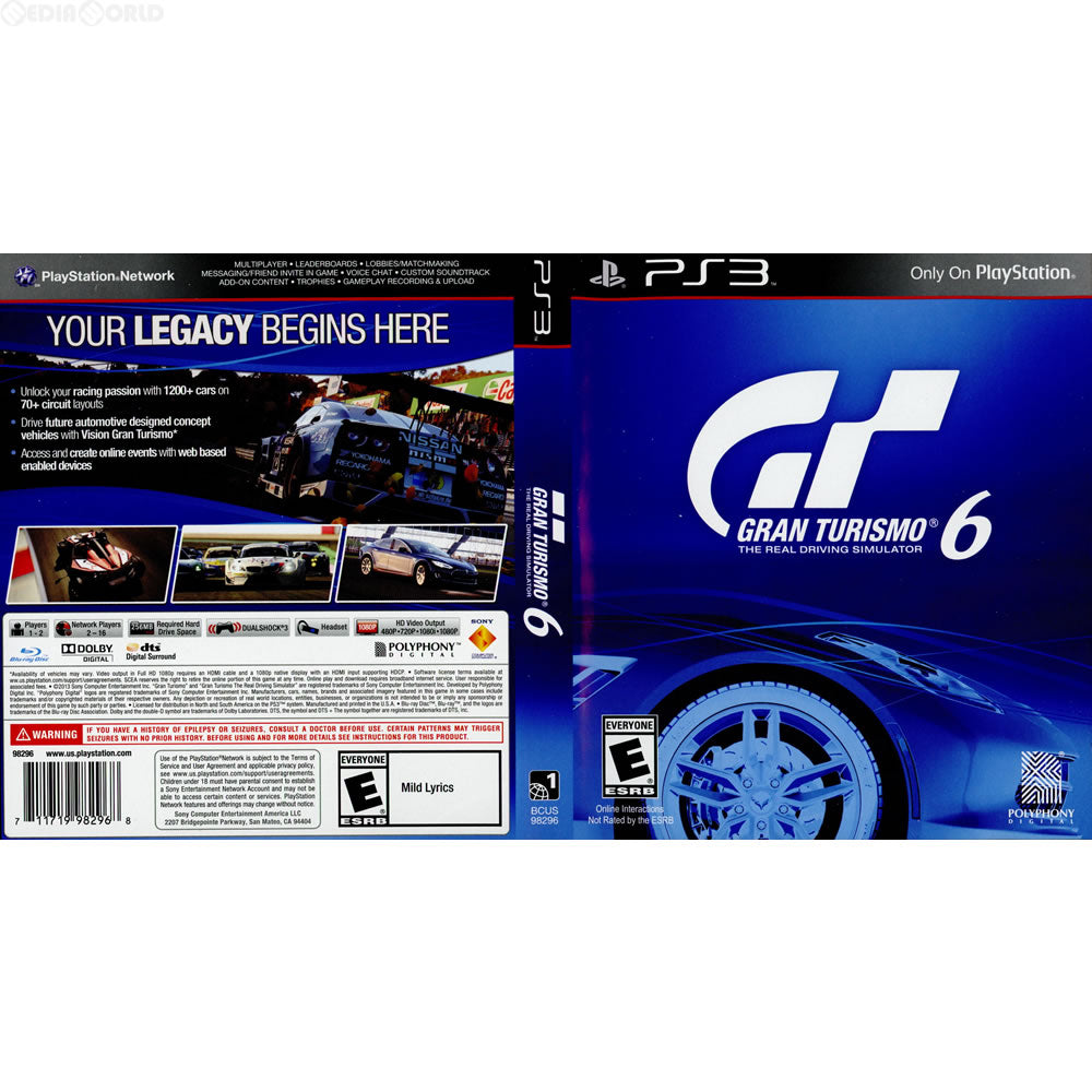 【中古即納】[PS3]Gran Turismo 6(グランツーリスモ6)(海外版)(BCUS-98296) SCEA (20131205)