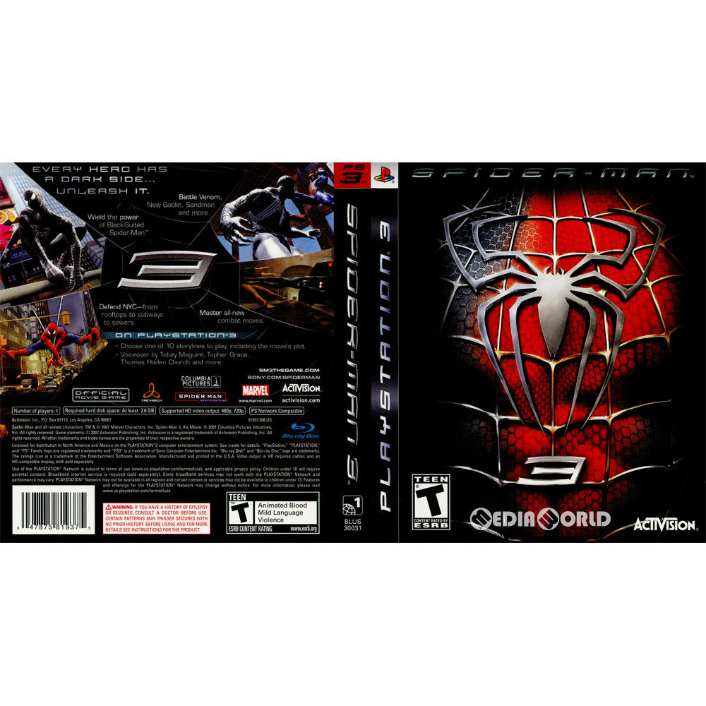 【中古即納】[PS3]Spider-Man 3(スパイダーマン3)(北米版)(BLUS-30031) Activision (20070504)