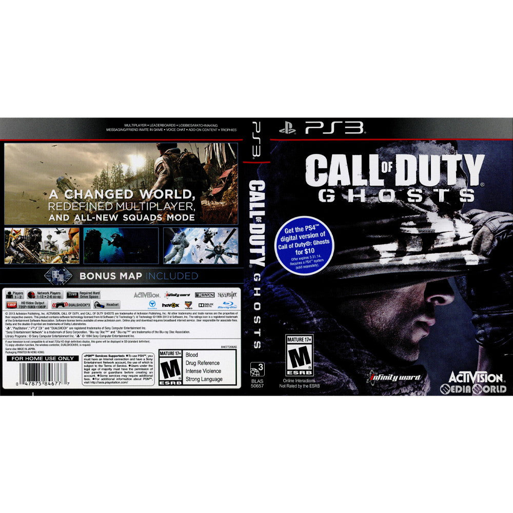 【中古即納】[表紙説明書なし][PS3]Call of Duty: Ghosts(コール オブ デューティ ゴースト)(北米版)(BLAS-50657) Activision (20131105)