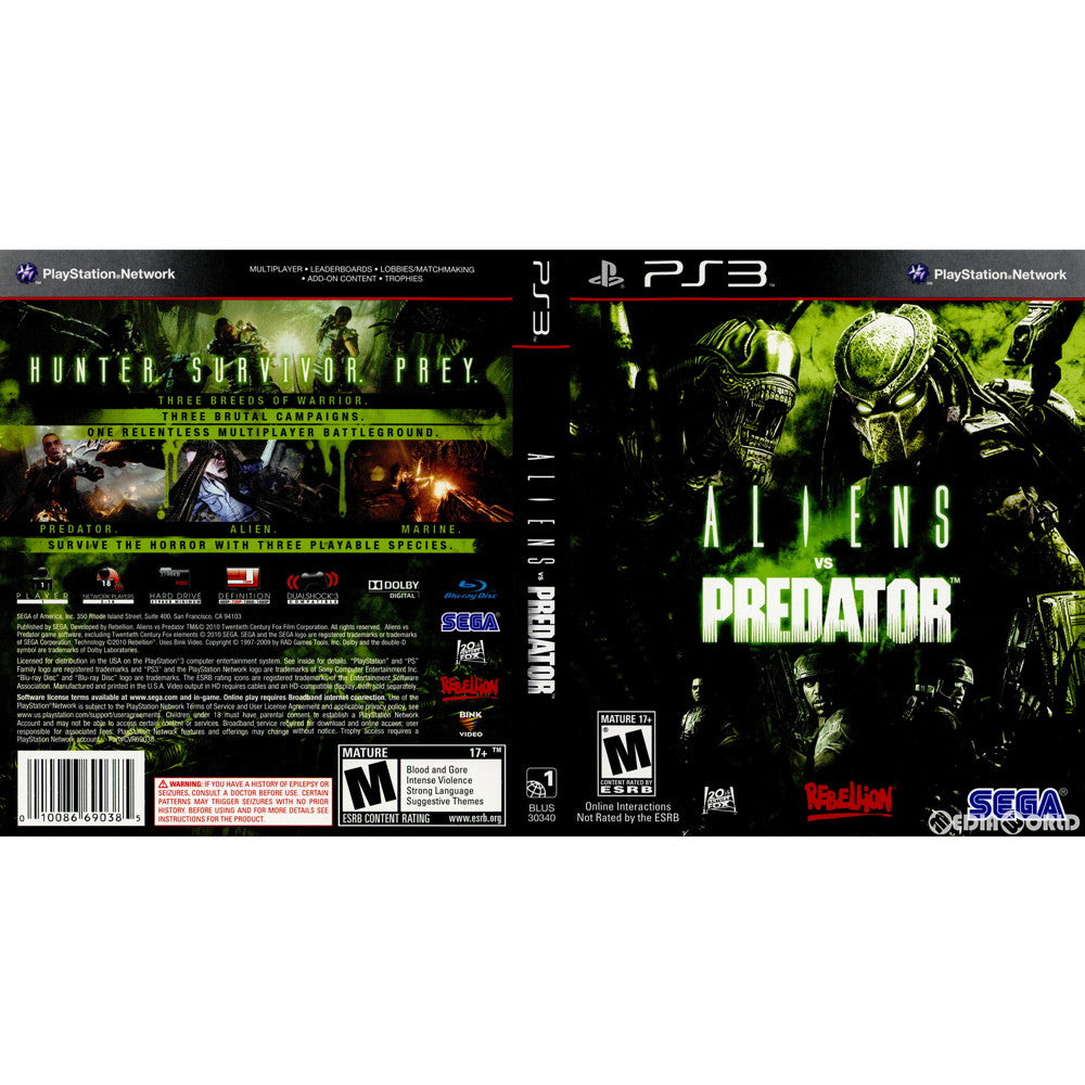 【中古即納】[PS3]Aliens vs. Predator(エイリアン バーサス プレデター)(北米版)(BLUS-30340) SEGA (20100216)