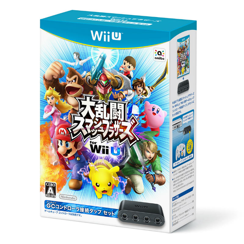 【中古即納】[WiiU]大乱闘スマッシュブラザーズ for Wii U ゲームキューブコントローラ接続タップセット(20141206)