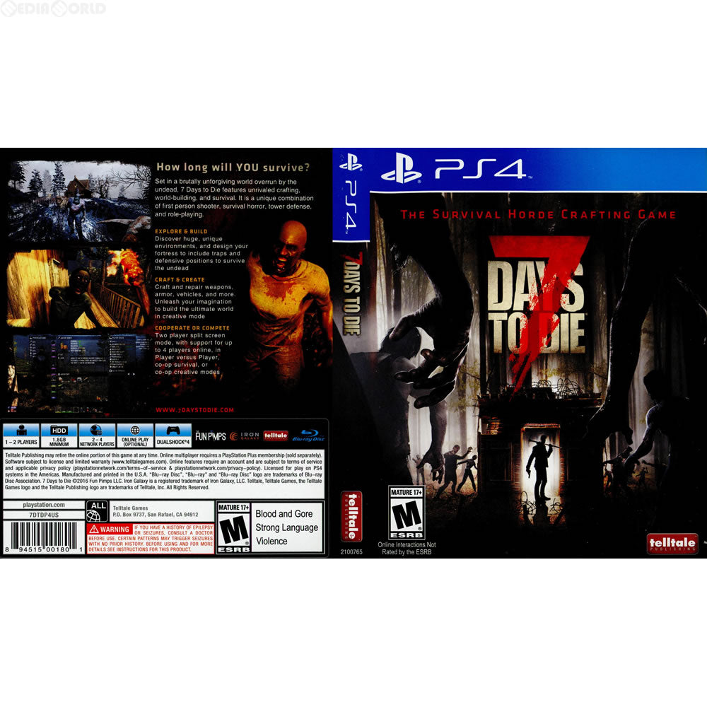 【中古即納】[お得品][表紙説明書なし][PS4]7 Days to Die(セブンデイズトゥダイ)(北米版)(2100765) Telltale Games (20160628)