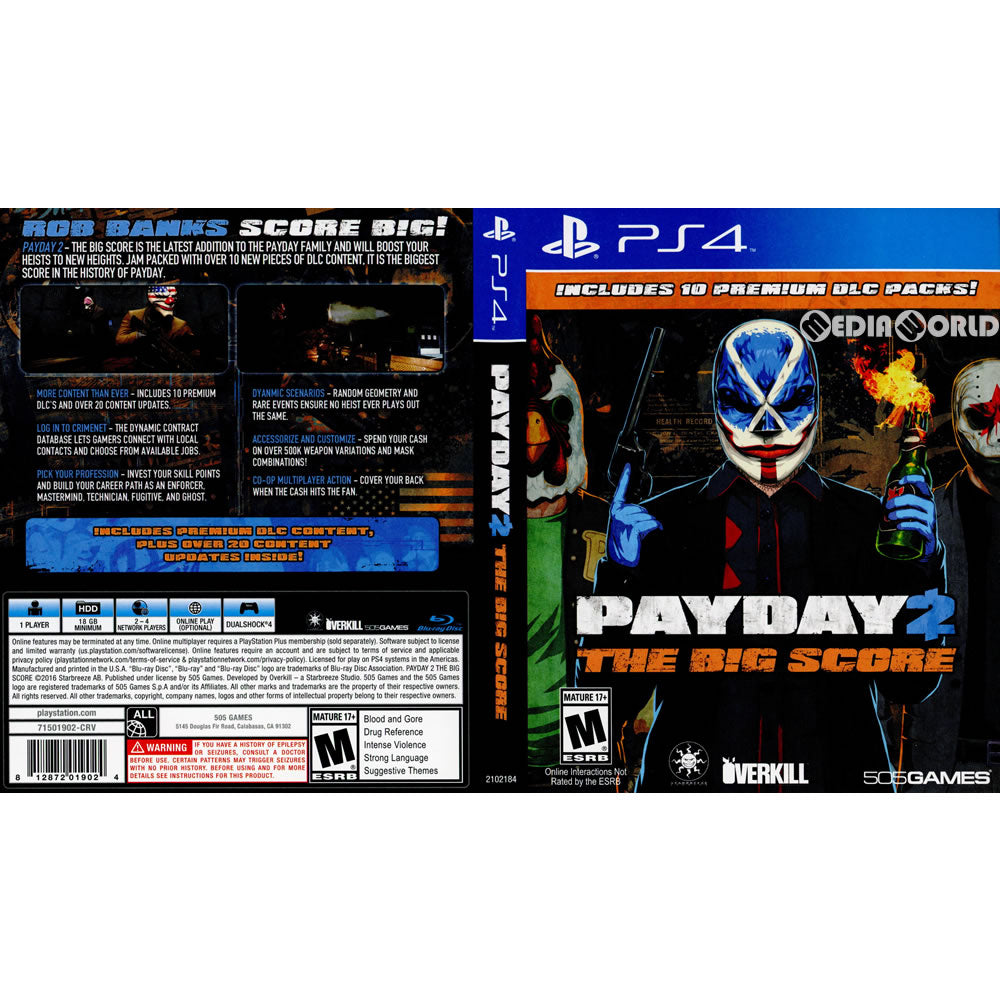 【中古即納】[PS4]Payday 2(ペイデイ2) The Big Score(北米版)(2102184) 505 Games (20161011)