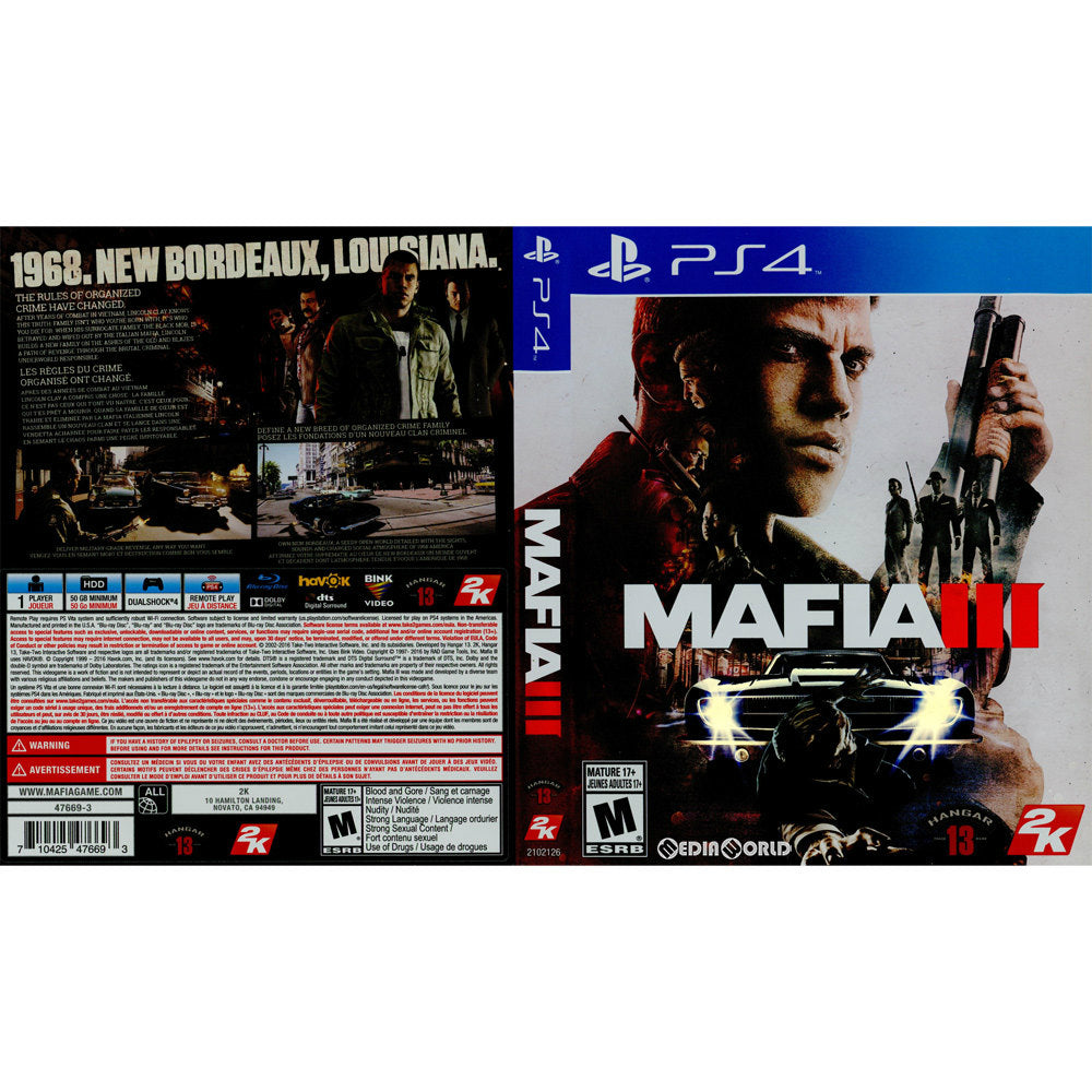 【中古即納】[PS4]Mafia III(マフィア 3)(北米版)(2102126) 2K (20161007)