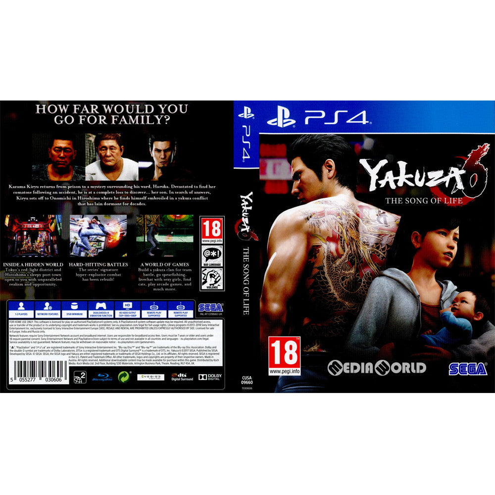 【中古即納】[PS4]Yakuza 6: The Song of Life(龍が如く6 命の詩。)(EU版)(CUSA-09660) SEGA (20180417)