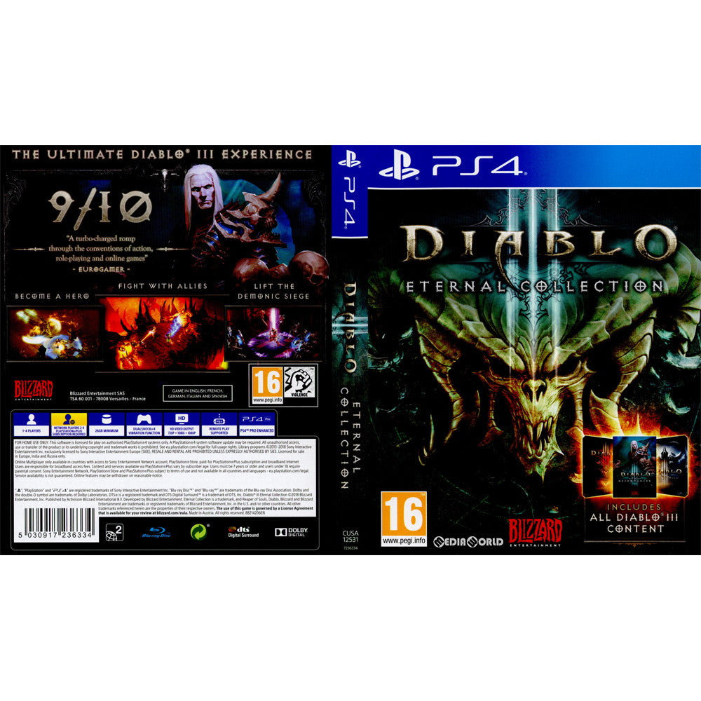 【中古即納】[PS4]Diablo III: Eternal Collection(ディアブロ3 エターナルコレクション)(EU版)(CUSA-12531) Blizzard Entertainment (20170627)