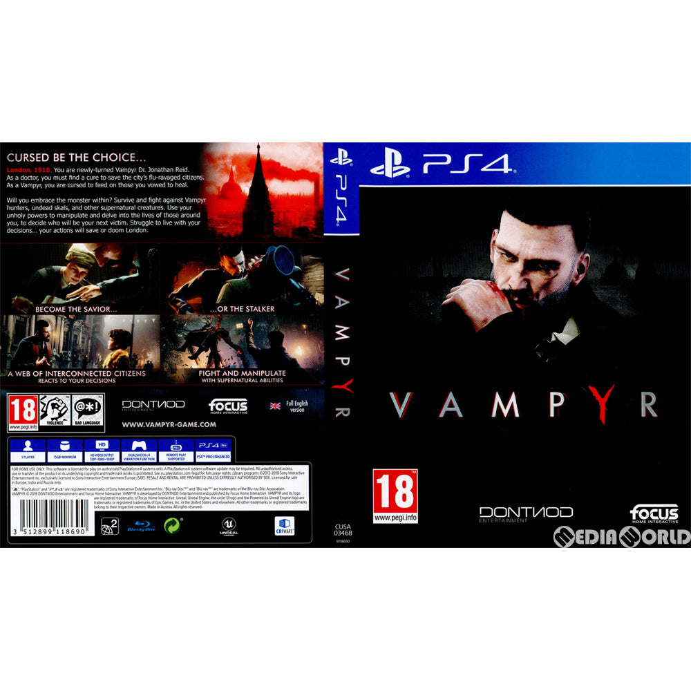 【中古即納】[PS4]Vampyr(ヴァンパイア)(EU版)(CUSA-03468) Focus Home Interactive (20180605)