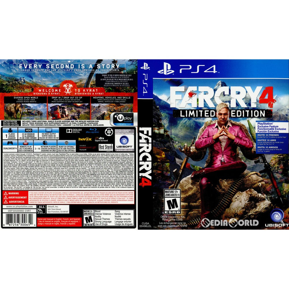 【中古即納】[PS4]Far Cry 4 Limited Edition(ファークライ4 リミテッドエディション)(北米版)(CUSA-00496LEL) Ubisoft(ユービーアイソフト) (20141118)