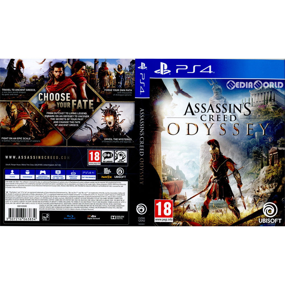 【中古即納】[PS4]Assassin's Creed Odyssey(アサシン クリード オデッセイ) Standard Edition(EU版)(CUSA-12042) Ubisoft(ユービーアイソフト) (20181005)