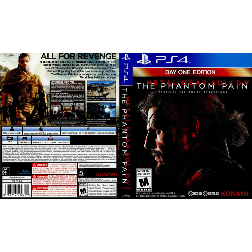 【中古即納】[PS4]METAL GEAR SOLID V: The Phantom Pain(メタルギアソリッド5 ファントムペイン) Day One Edition(北米版)(2100465) Konami Digital Entertainment (20150901)