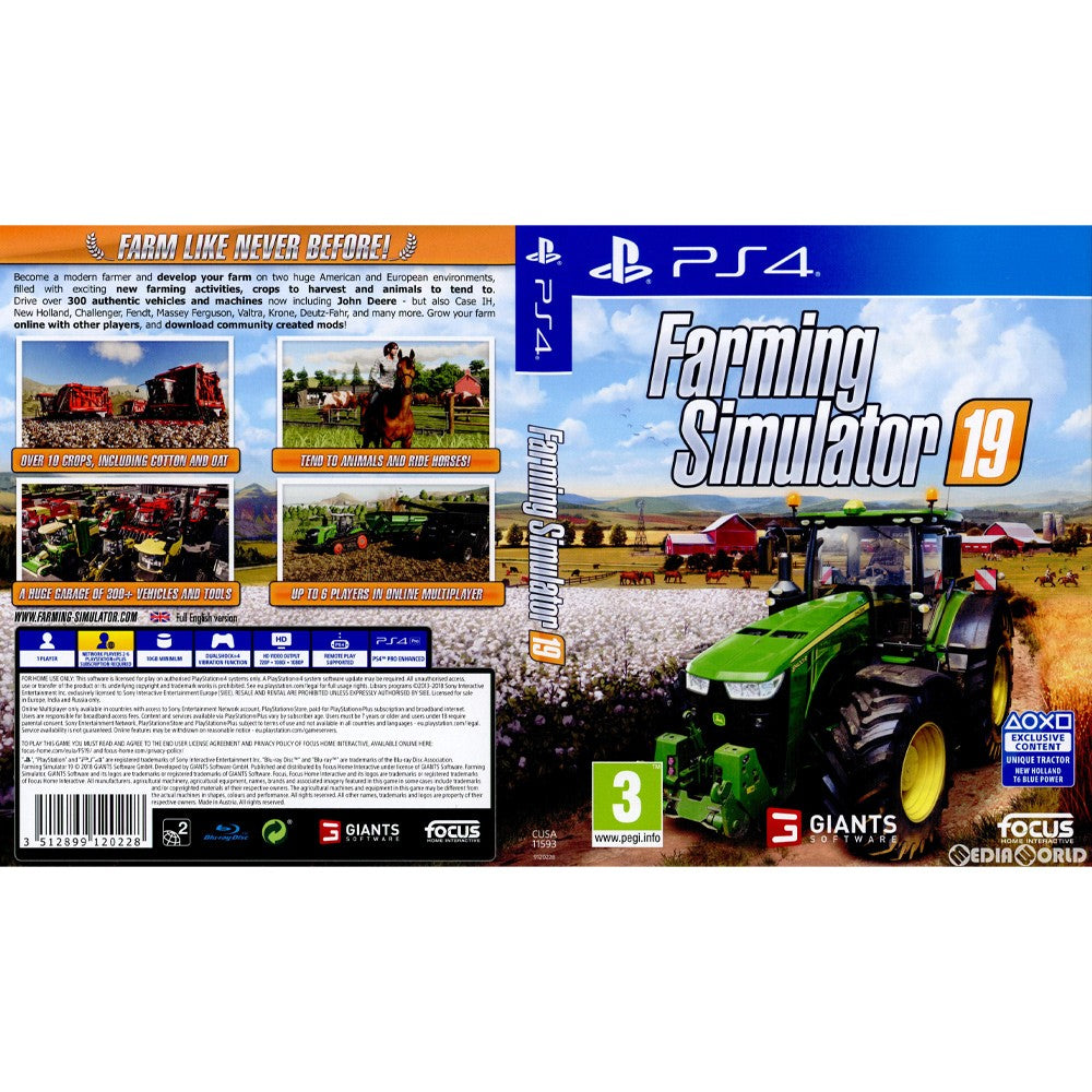 【中古即納】[PS4]Farming Simulator 19(ファーミングシミュレーター19)(EU版)(CUSA-11593) Focus Home Interactive (20181120)