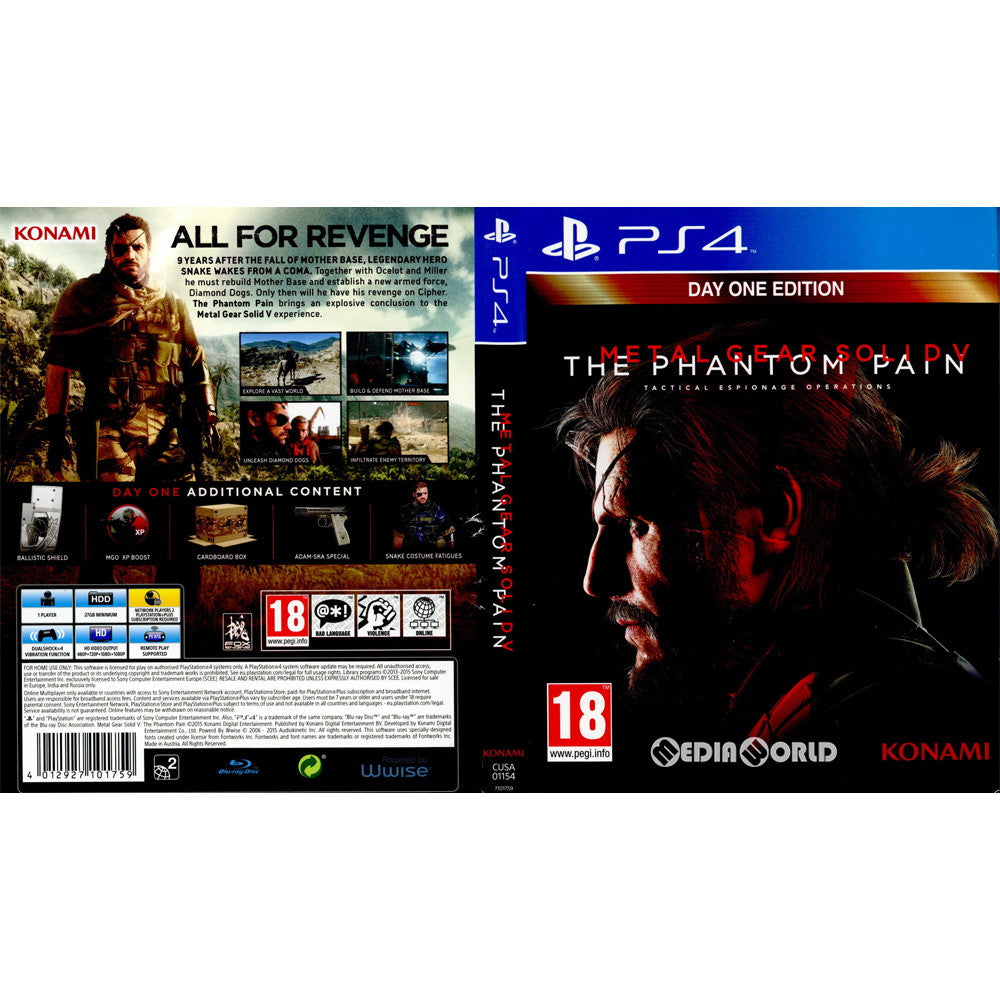 【中古即納】[PS4]METAL GEAR SOLID V: The Phantom Pain(メタルギアソリッド5 ファントムペイン) Day One Edition(EU版)(CUSA-01154) KONAMI (20150901)