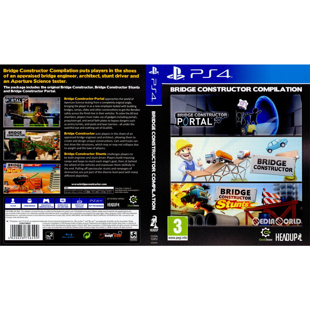 【中古即納】[PS4]Bridge Constructor Compilation(ブリッジコンストラクター コンピレーション)(EU版)(CUSA-12451) Koch Media (20181012)