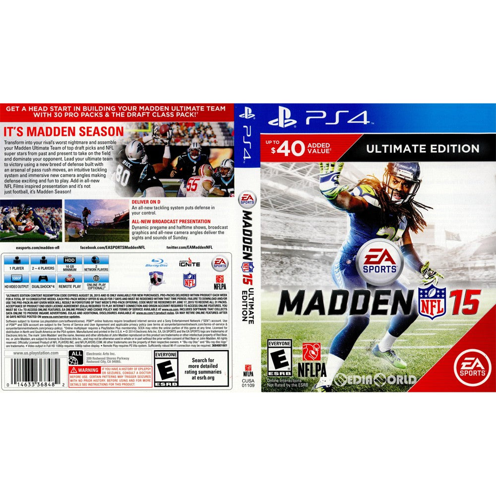 【中古即納】[PS4]Madden NFL 15(マッデン NFL 15) Ultimate Edition(北米版)(CUSA-01109) Electronic Arts (20140826)