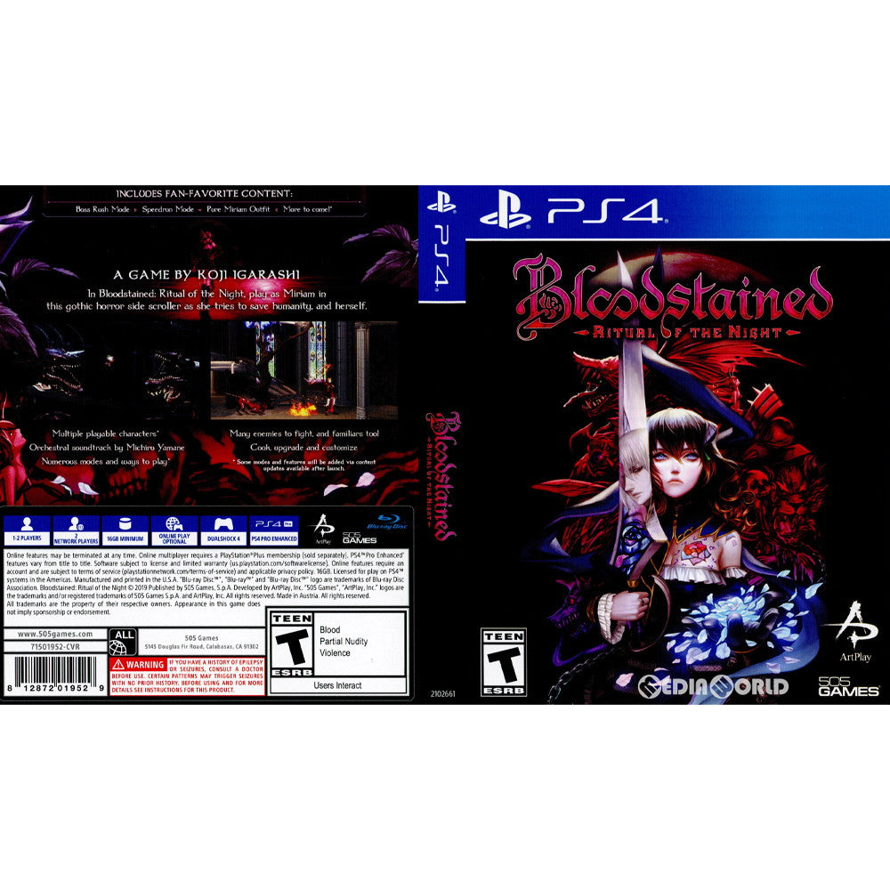 【中古即納】[PS4]Bloodstained: Ritual of the Night(ブラッドステインド: リチュアル・オブ・ザ・ナイト)(北米版)(2102661) 505 Games (20190618)