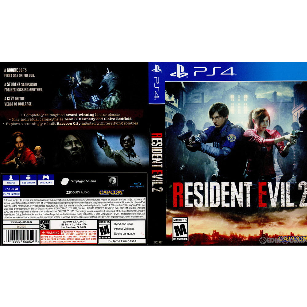 【中古即納】[PS4]Resident Evil 2(レジデント イービル2/バイオハザード RE:2)(北米版)(2102987) Capcom (20190125)