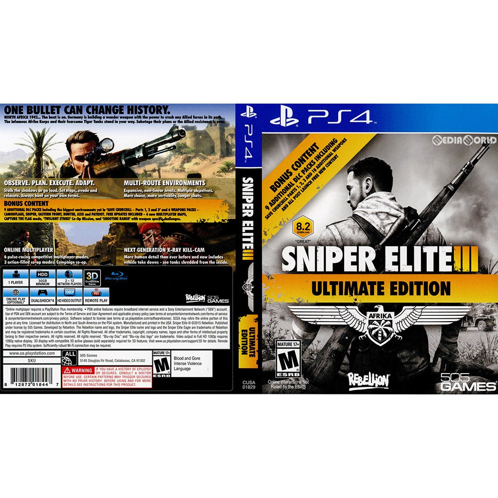 【中古即納】[PS4]Sniper Elite III Ultimate Edition(スナイパーエリート3 アルティメットエディション)(北米版)(CUSA-01829) 505 Games (20150310)