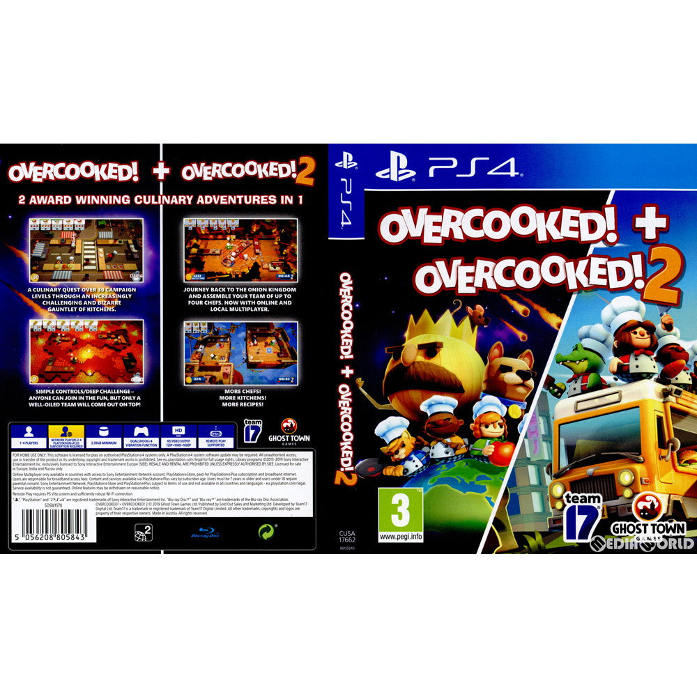 【中古即納】[PS4]Overcooked! + Overcooked! 2(オーバークック!)(EU版)(CUSA-17662) Team17 (20191112)