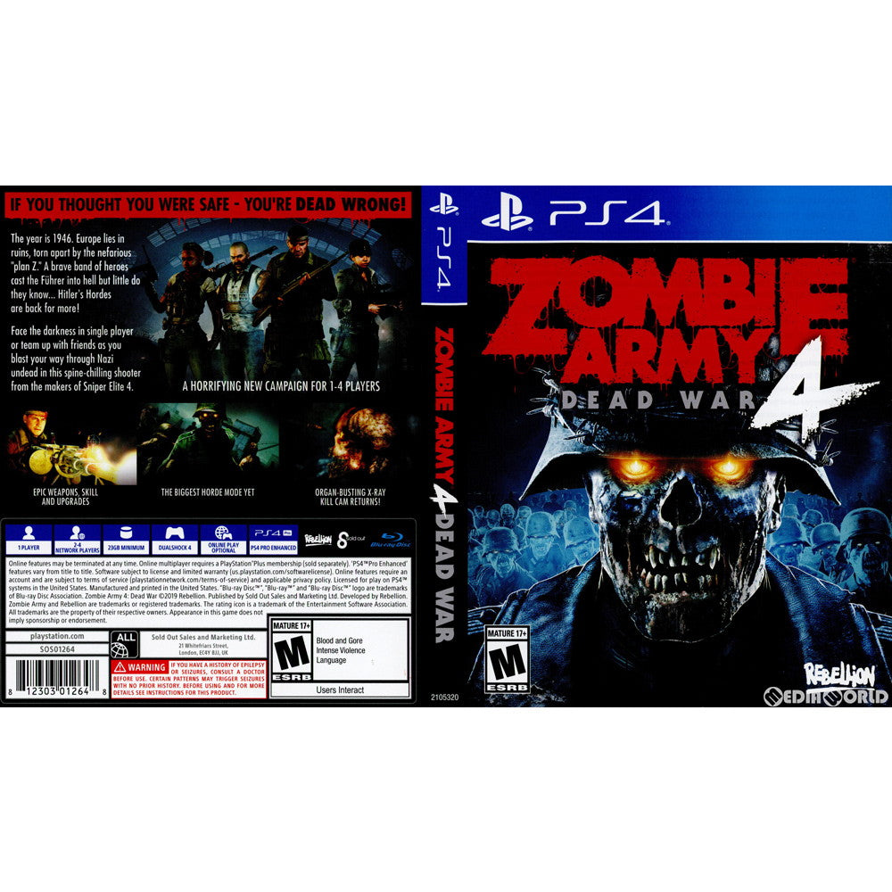 【中古即納】[PS4]Zombie Army 4: Dead War(ゾンビアーミー4 デッドウォー)(北米版)(2105320) Rebellion (20200204)