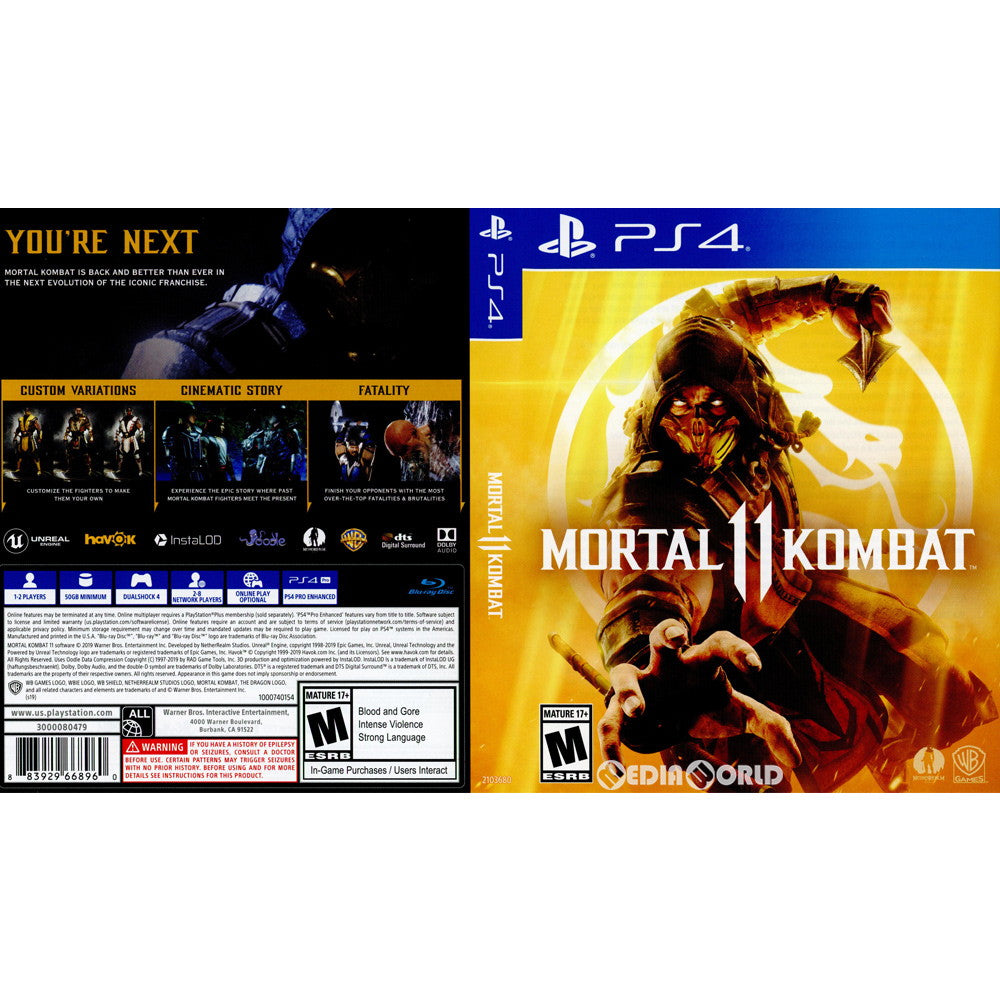 【中古即納】[PS4]Mortal Kombat 11(モータルコンバット11) Standard Edition(北米版)(2103680) Warner Bros. Interactive (20190423)