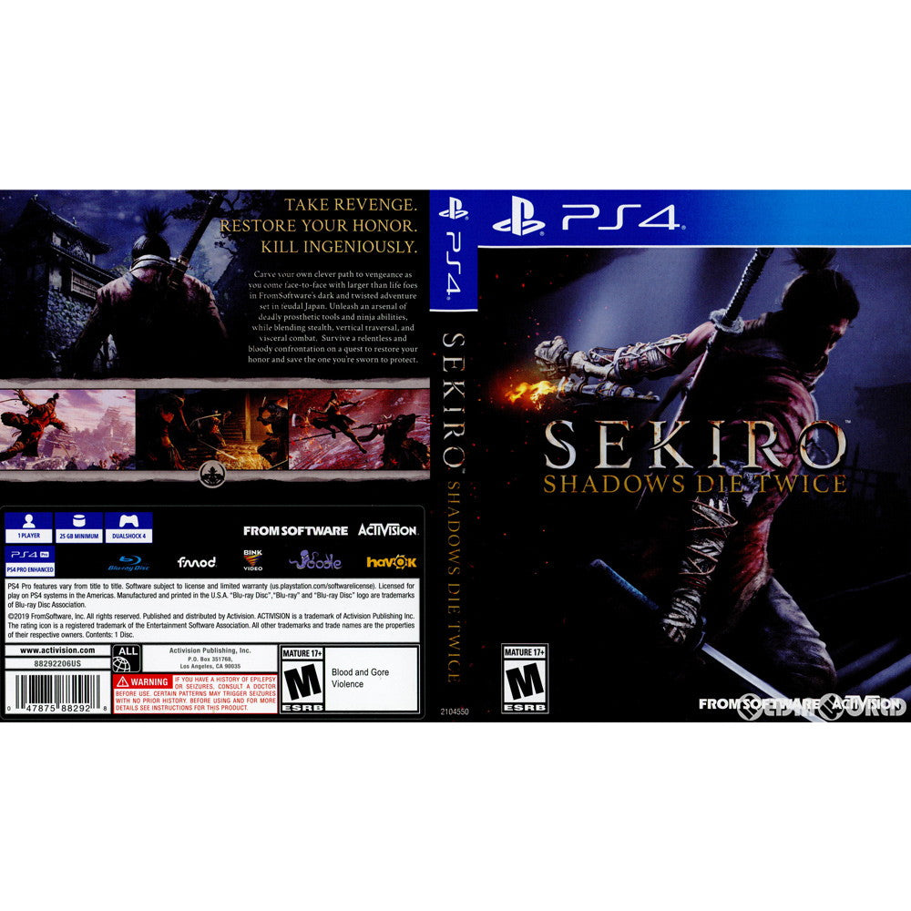 【中古即納】[PS4]SEKIRO: SHADOWS DIE TWICE(セキロ シャドウズ ダイ トゥワイス) 北米版(2104550) Activision (20190322)