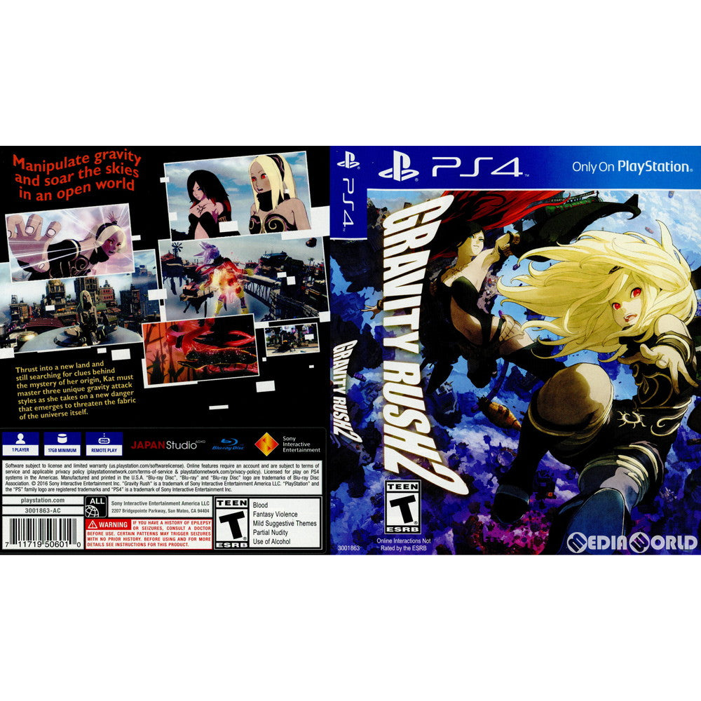 【中古即納】[PS4]GRAVITY RUSH 2(GRAVITY DAZE 2/重力的眩暈完結編:上層への帰還の果て、彼女の内宇宙に収斂した選択) 北米版(3001863) Sony Computer Entertainment (20170120)