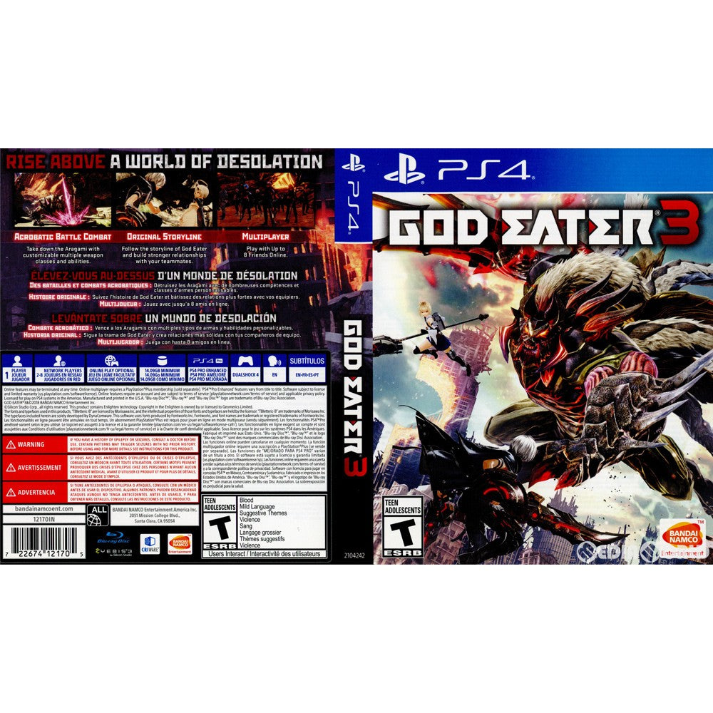 【中古即納】[PS4]GOD EATER 3(ゴッドイーター3) 北米版(2104242) Bandai Namco Games (20190218)