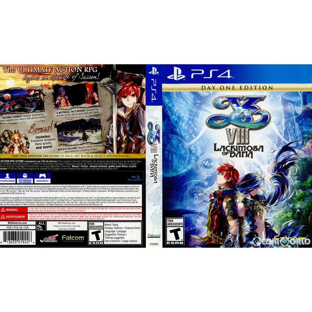 【中古即納】[PS4]YS VIII LACRIMOSA OF DANA(イース8 ラクリモサ・オブ・ダーナ) DAY ONE EDITION 北米版(2102862) NIS America, Inc. (20170912)