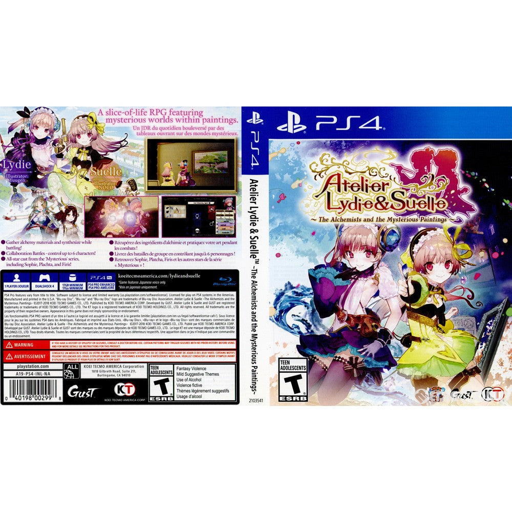 【中古即納】[PS4]Atelier Lydie & Suelle ～The Alchemists and the Mysterious Paintings～(リディー&スールのアトリエ ～不思議な絵画の錬金術士～) 北米版(2103541) Koei Tecmo Games (20171221)