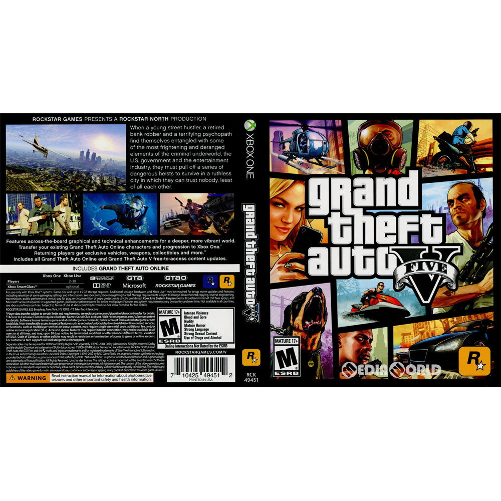 【中古即納】[表紙説明書なし][XboxOne]Grand Theft Auto V(グランド・セフト・オート5)(北米版)(RCK-49451) Rockstar Games (20141118)