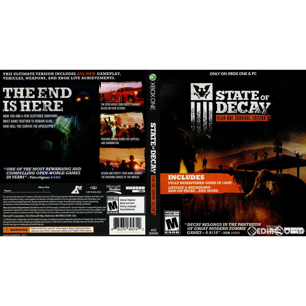 【中古即納】[XboxOne]STATE OF DECAY [YEAR-ONE SURVIVAL EDITION](ステート・オブ・ディケイ イヤー ワン サバイバル エディション) 北米版(4XZ-00006) マイクロソフト (20150428)