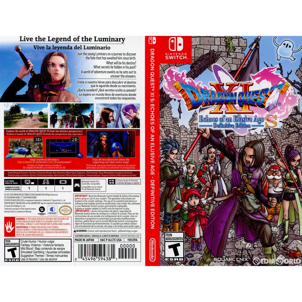 【中古即納】[Switch]DRAGON QUEST XI S: ECHOES OF AN ELUSIVE AGE(ドラゴンクエスト11 過ぎ去りし時を求めて S) - DEFINITIVE EDITION(北米版)(LA-H-ALC7C-USA) Square Enix (20190927)