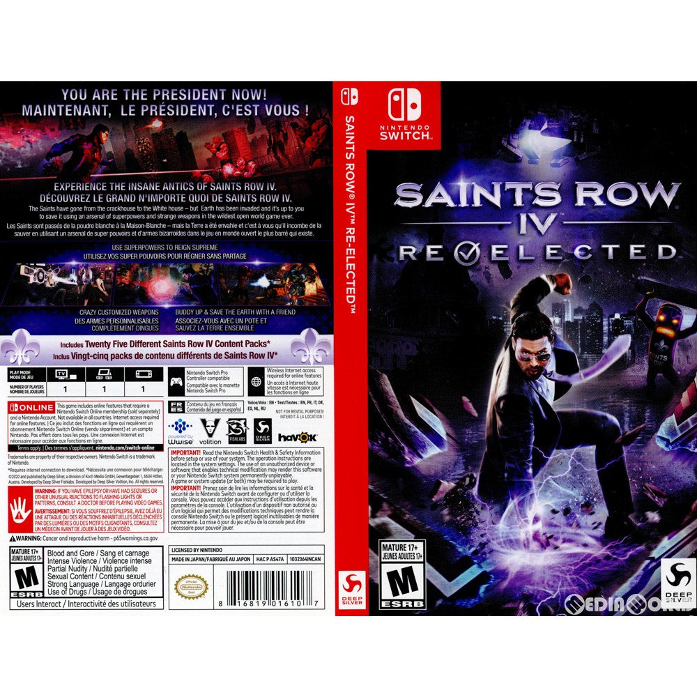 【中古即納】[Switch]Saints Row IV: Re-Elected(セインツロウ4 リエレクテッド) 北米版(HAC-P-AS47A)(20200327)