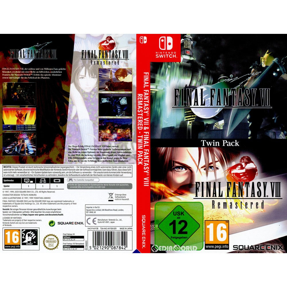 【中古即納】[Switch]Final Fantasy VII & Final Fantasy VIII Remastered Twin Pack(ファイナルファンタジー7&ファイナルファンタジー8 リマスター ツインパック) EU版(HAC-P-AVY3B-EUR)(20201204)