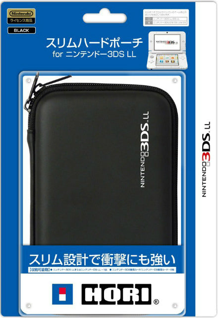 【新品即納】[ACC] New3DSLL対応 スリムハードポーチ for ニンテンドー3DS LL ブラック ホリ(3DS-393) (20140424)