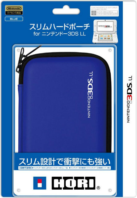 【新品即納】[ACC] New3DSLL対応 スリムハードポーチ for ニンテンドー3DS LL ブルー ホリ(3DS-395) (20140424)