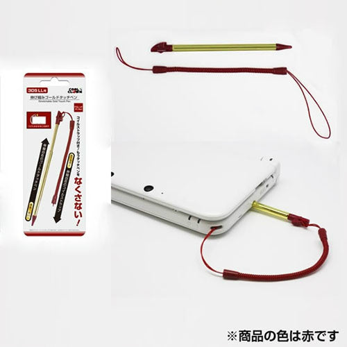 【新品即納】[ACC] 3DSLL用「伸び縮みゴールドタッチペン」 FCレッド デイテルジャパン(DJ-3DLGP-FR) (20141010)