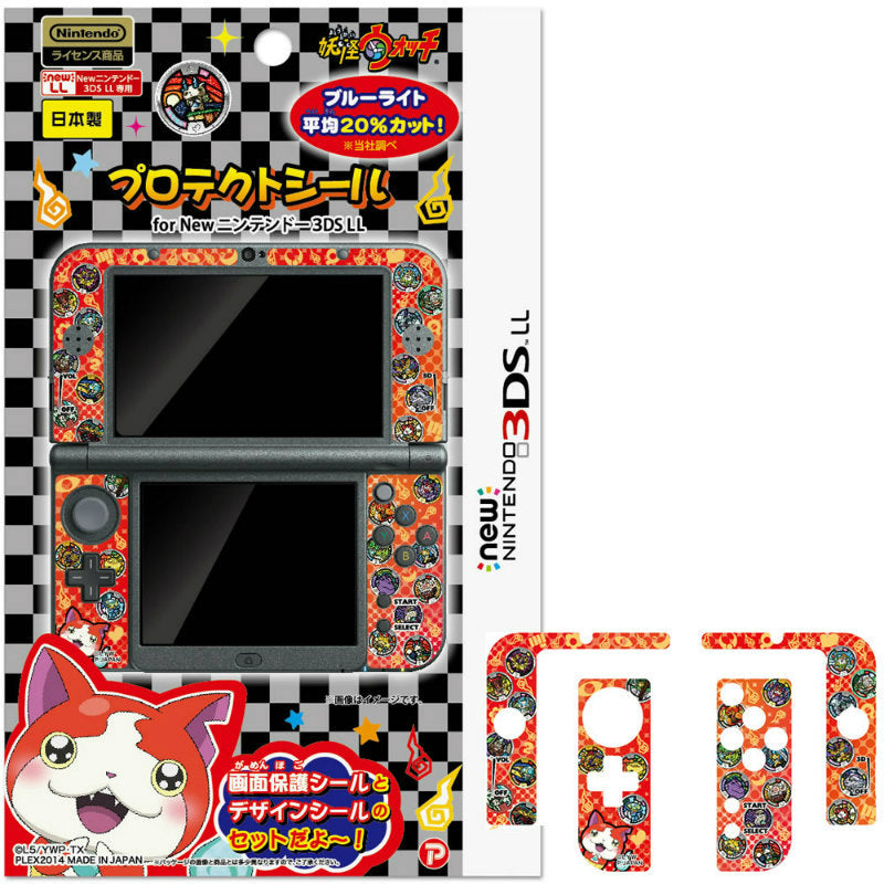 【新品即納】[ACC] 妖怪ウォッチ New NINTENDO 3DSLL専用 プロテクトシール ブラック台紙(メダル) プレックス(YWG07-1) (20141223)