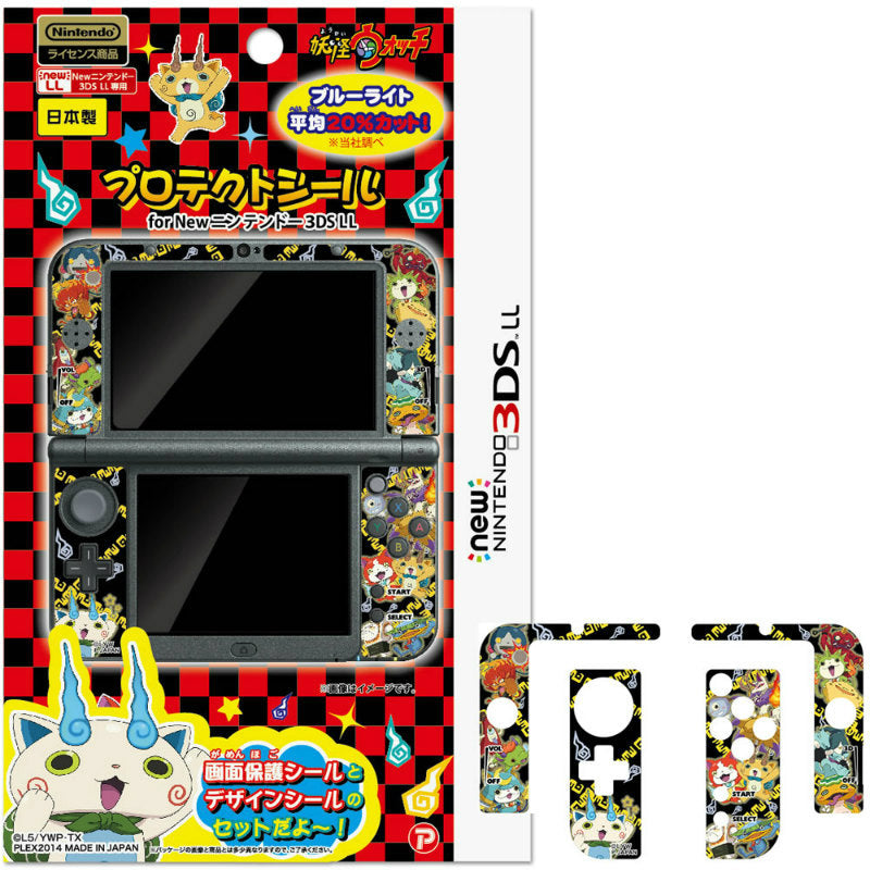 【新品即納】[ACC] 妖怪ウォッチ New NINTENDO 3DSLL専用 プロテクトシール レッド台紙(キャラ) プレックス(YWG07-2) (20141223)