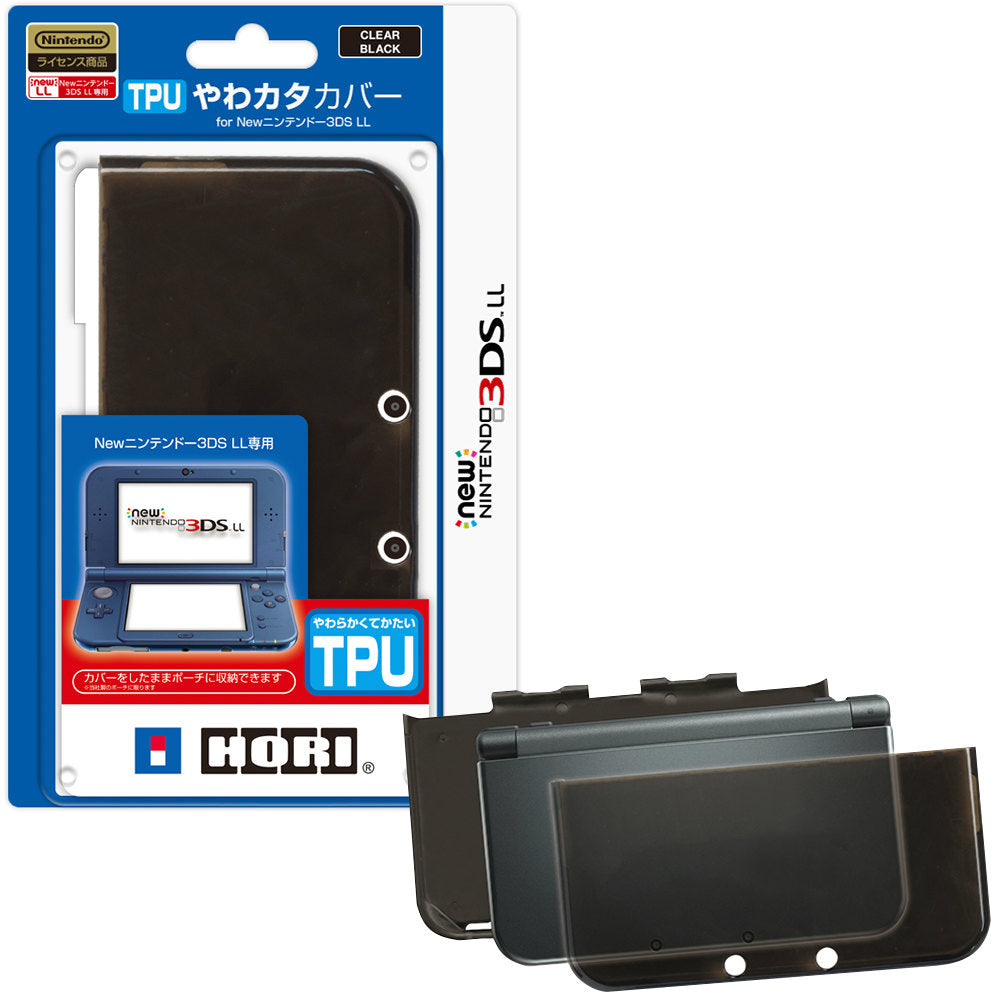 【新品即納】[ACC] TPUやわカタカバー for Newニンテンドー3DS LL クリアブラック ホリ(3DS-444) (20150429)