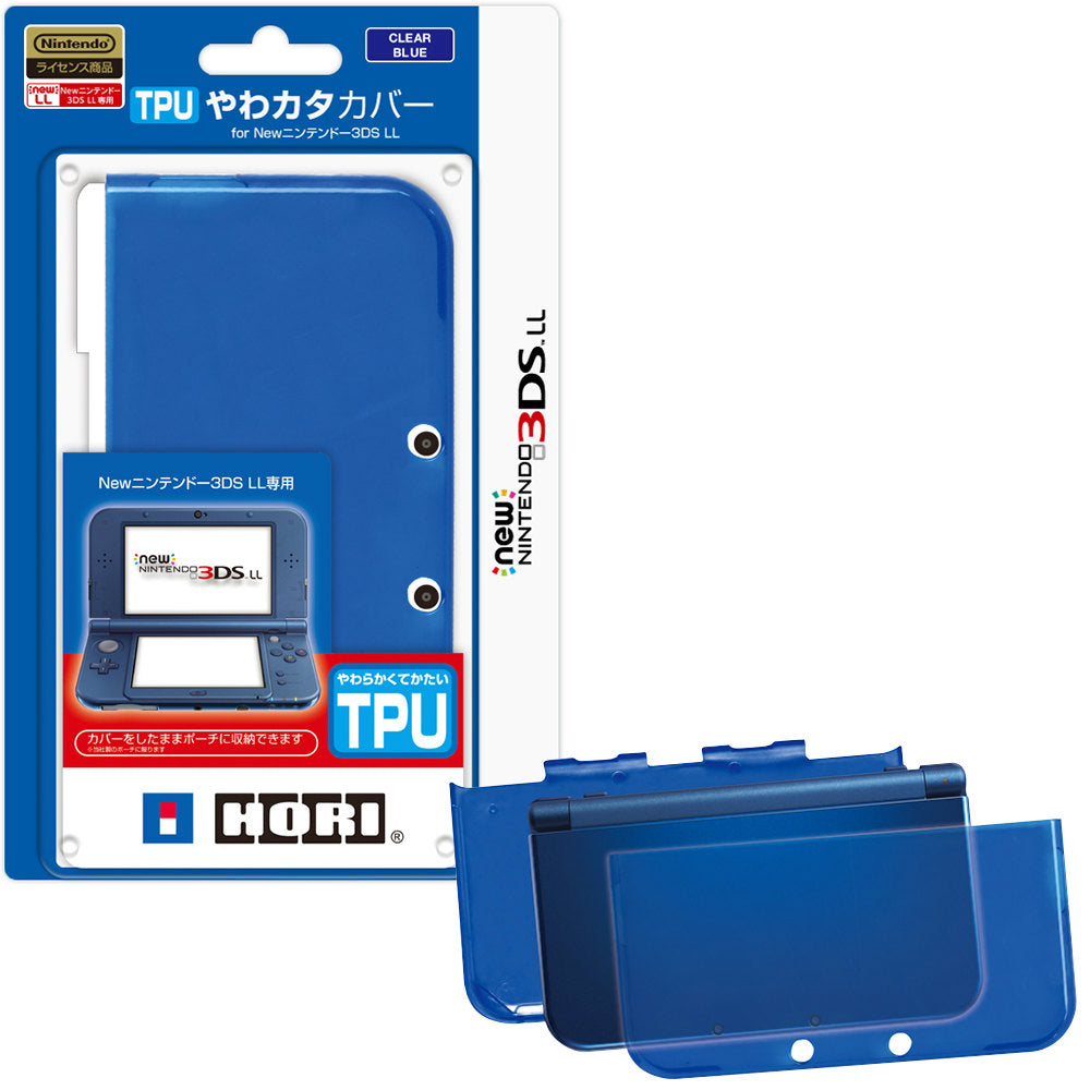 【新品即納】[ACC] TPUやわカタカバー for Newニンテンドー3DS LL クリアブルー ホリ(3DS-445) (20150429)