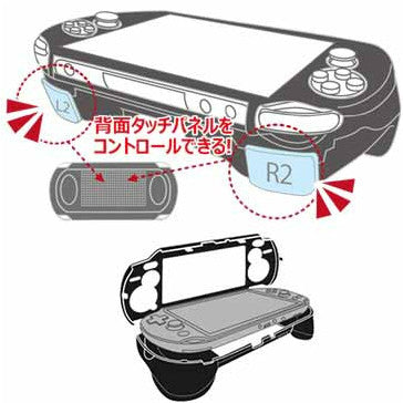 【新品即納】[ACC] PS VITA(PCH-1000) 用L2/R2ボタン搭載 グリップカバー(ブラック) 上越電子工業(JPV-003B) (20151223)