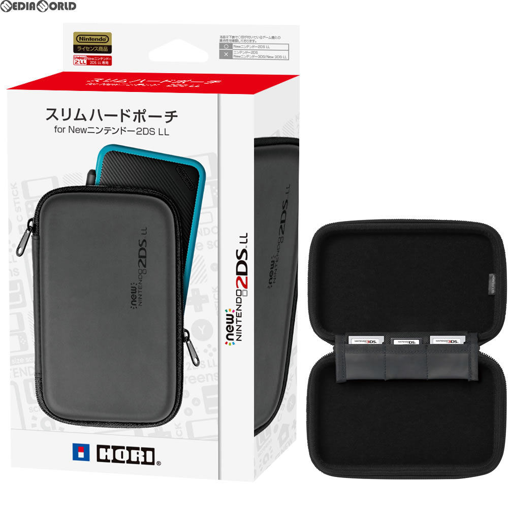 【新品】【お取り寄せ】[ACC][3DS] スリムハードポーチ for Newニンテンドー2DS LL ブラック×ブラック HORI(2DS-104) (20170713)