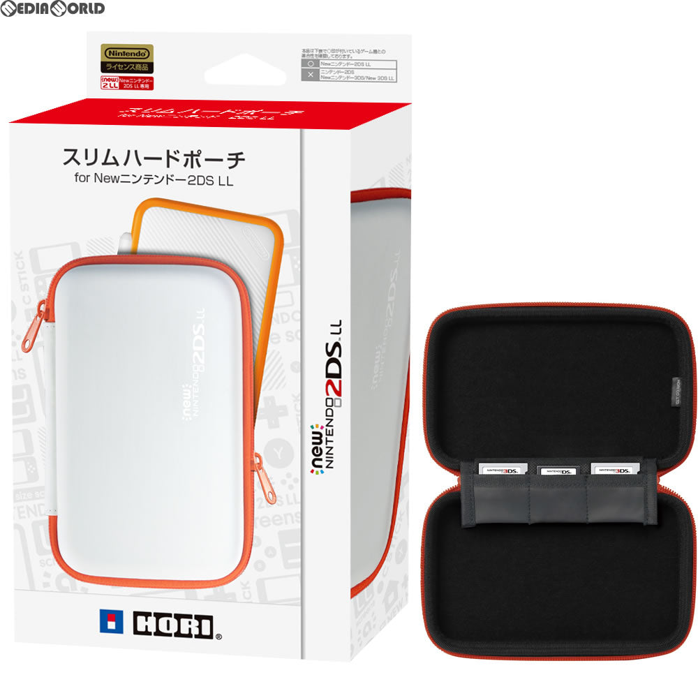 【新品即納】[ACC][3DS]スリムハードポーチ for Newニンテンドー2DS LL ホワイト×オレンジ HORI(2DS-110)(20170713)