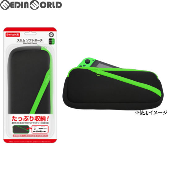 【新品】【お取り寄せ】[ACC][Switch] Switch用(スイッチ用) スリムソフトポーチ(ブラックグリーン) コロンバスサークル(CC-NSSSP-BG) (20180531)