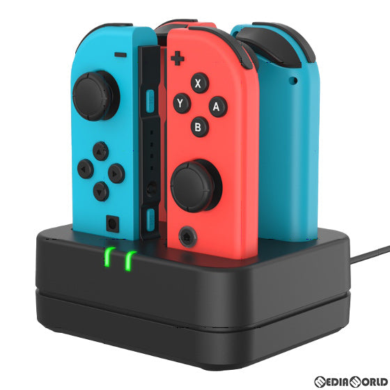 【新品即納】[ACC][Switch] CYBER・コントローラー充電スタンド 4個タイプ(SWITCH Joy-Con用/スイッチ ジョイコン用) ブラック サイバーガジェット(CY-NSJCCS4-BK) (20220831)