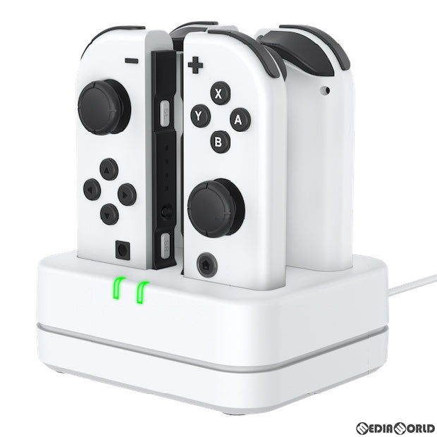 【新品即納】[ACC][Switch] CYBER・コントローラー充電スタンド 4個タイプ(SWITCH Joy-Con用/スイッチ ジョイコン用) ホワイト サイバーガジェット(CY-NSJCCS4-WH) (20220831)