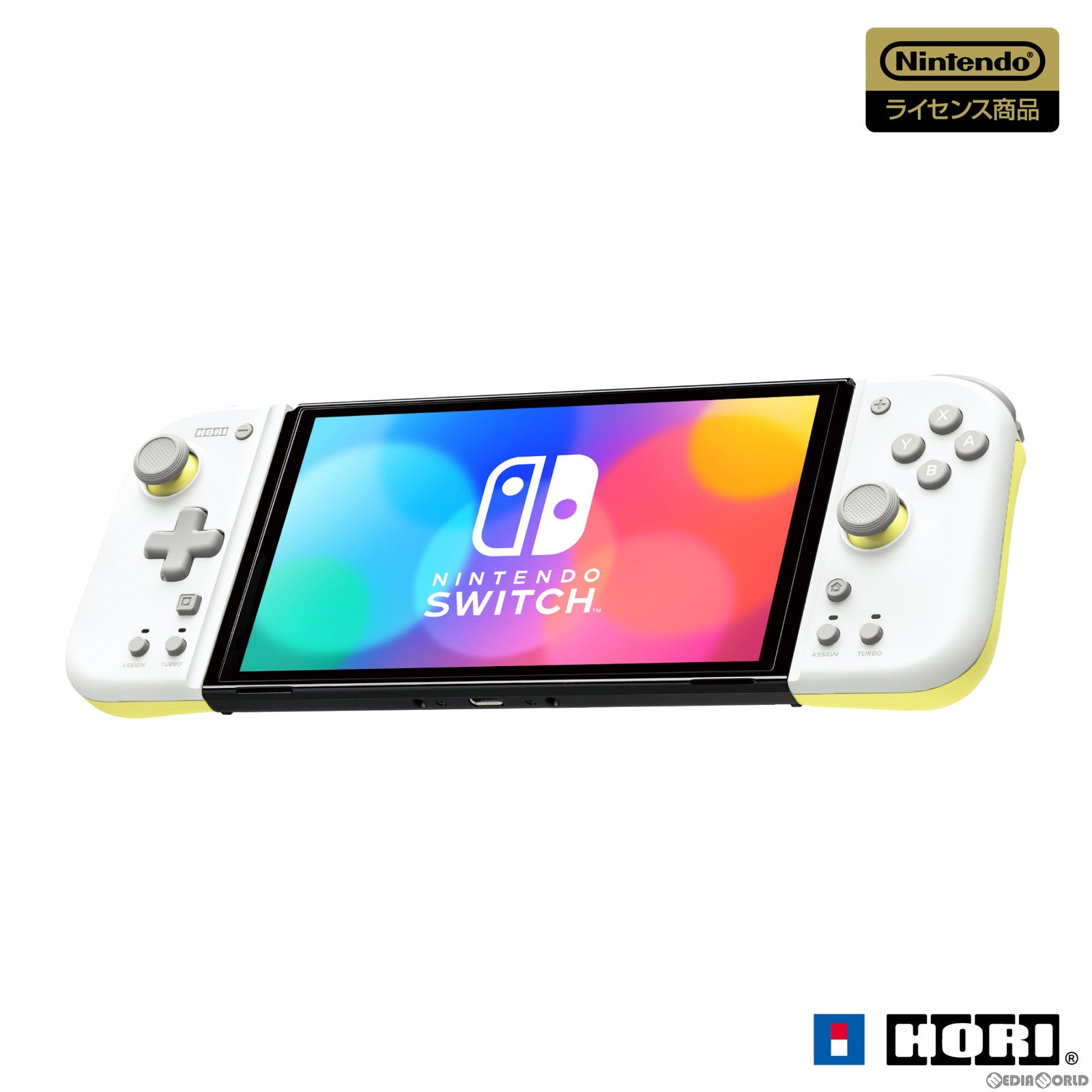 【新品即納】[ACC][Switch] グリップコントローラー FIT for Nintendo Switch(フィット for ニンテンドースイッチ) ライトグレー×イエロー 任天堂ライセンス商品 HORI(NSW-373) (20220908)